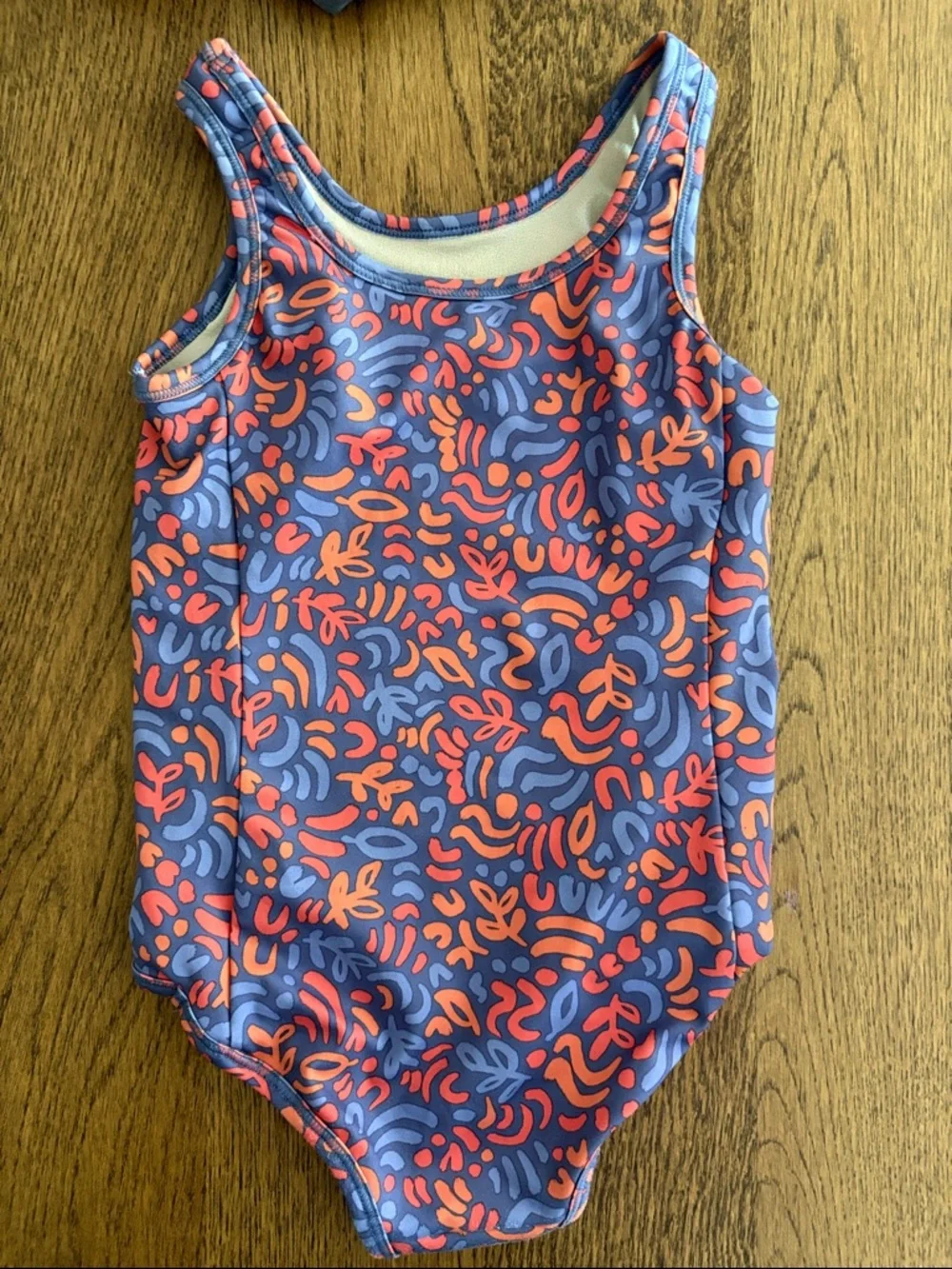 REI Girls' 6-7Y Purple & Coral Patterned One-Piece Swimsuit